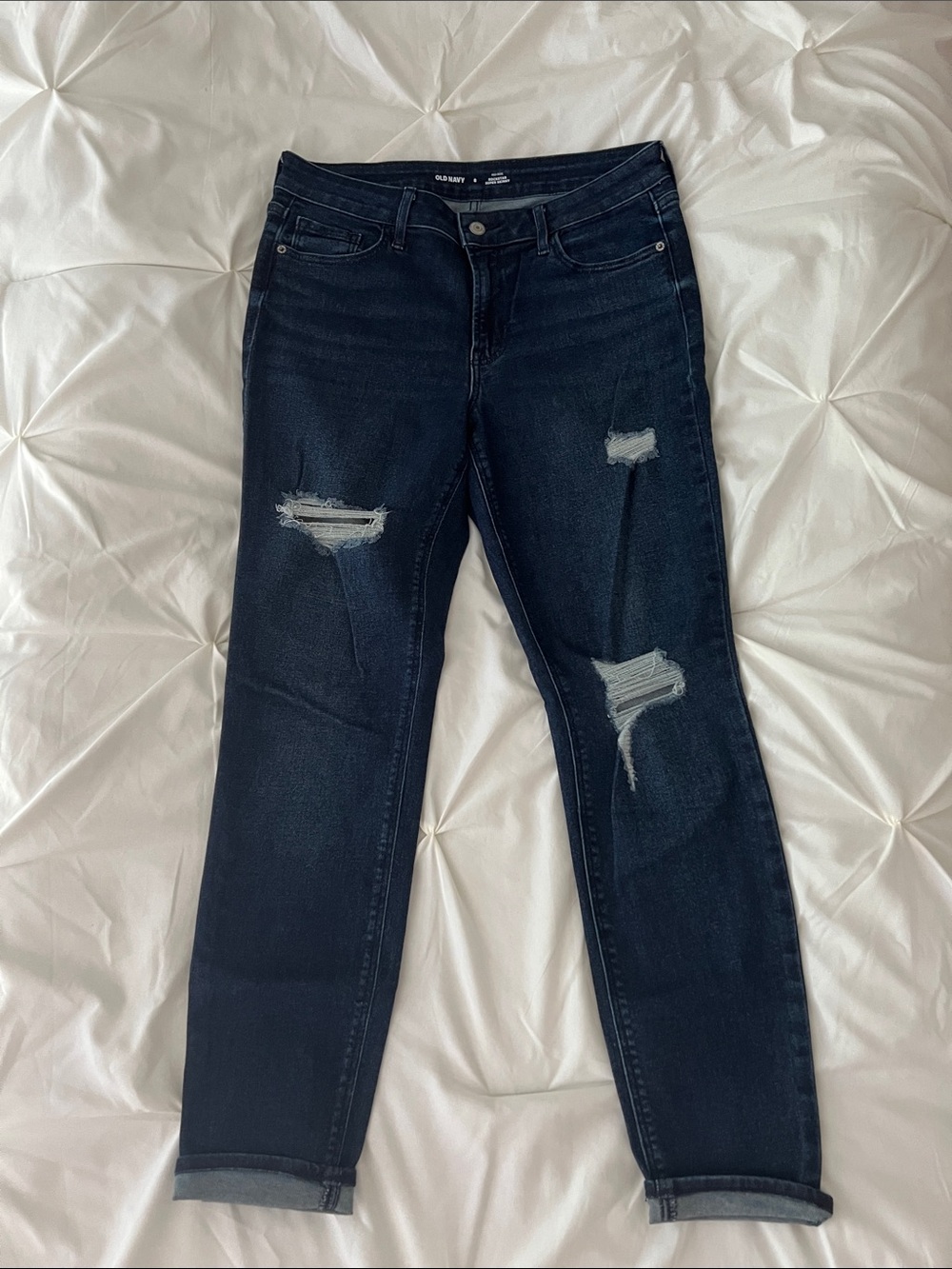 Dark Wash Distressed Women's Super Skinny Jeans